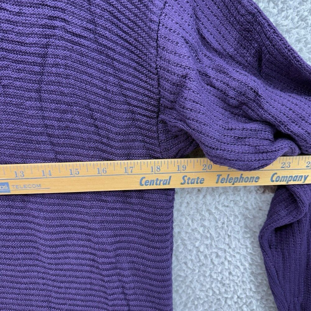 Chico's Open Knit Purple Sweater Textured Crochet Long Sleeve Womens 2 Large - Picture 4 of 7